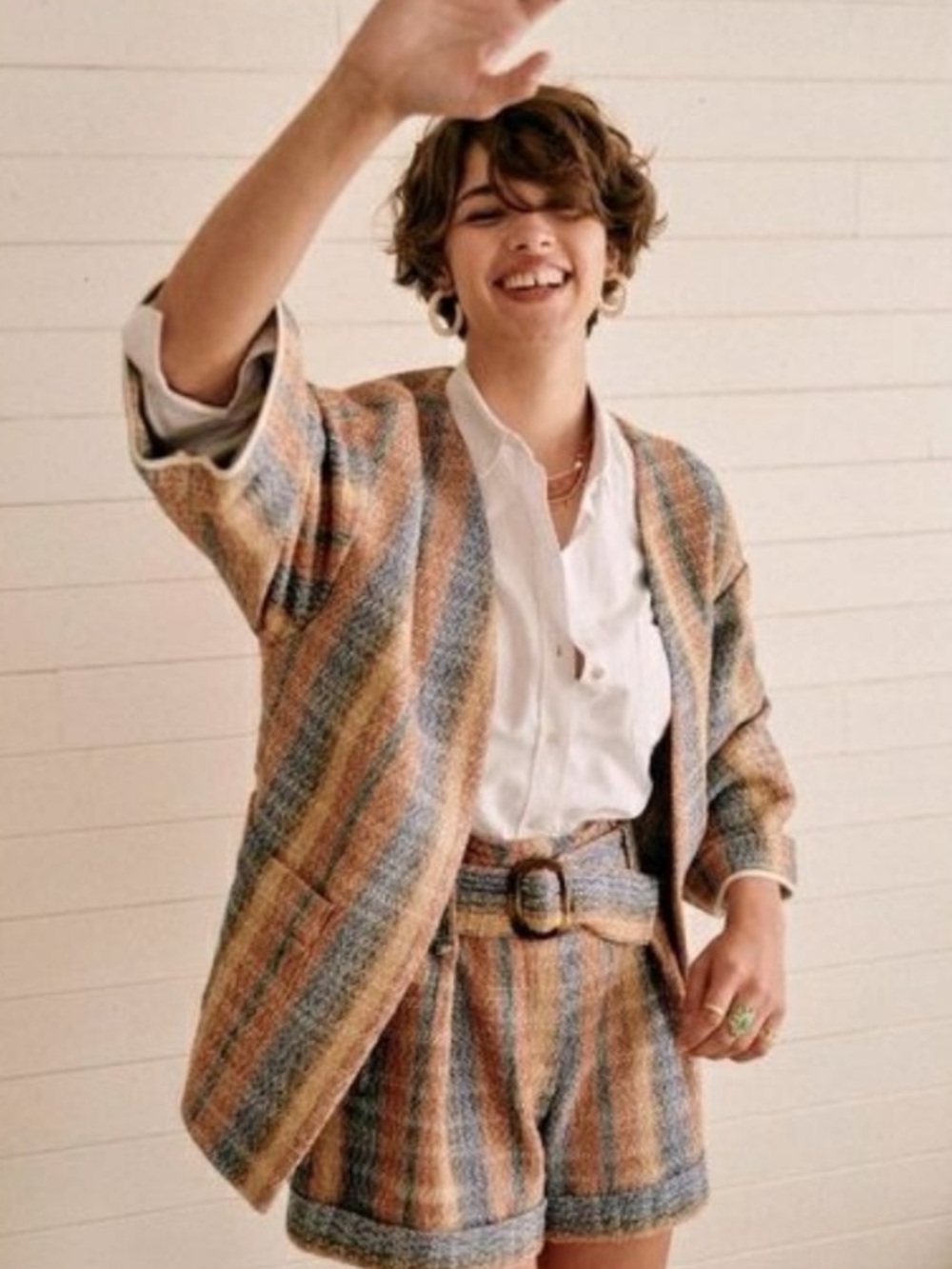 Sezane Striped Tweed Karena Jacket